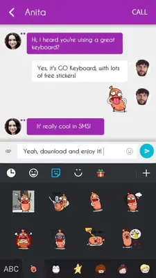 GO Keyboard Bobo Sticker android App screenshot 2